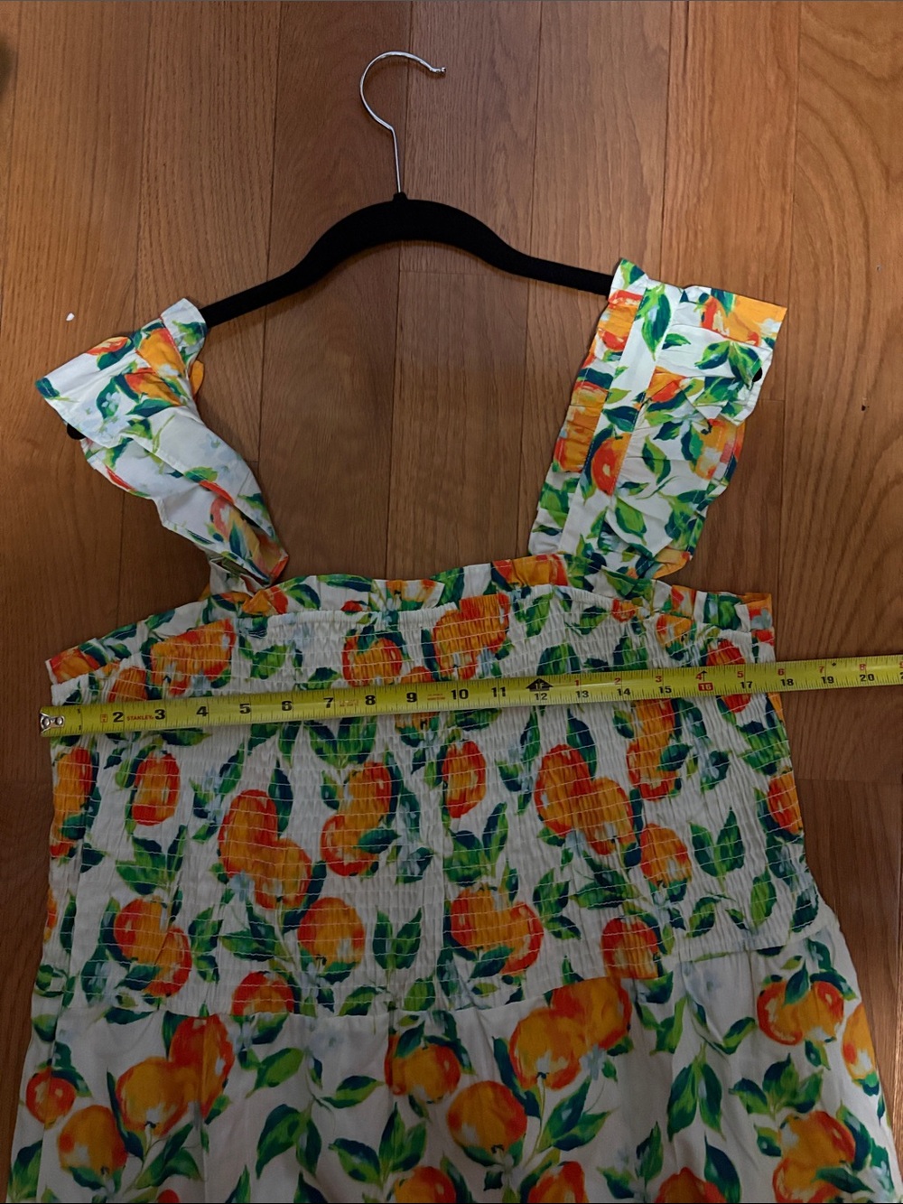 NWT Nanette Lepore Smocked Flutter Sleeve Midi Dress Orange Multi Print XL - Picture 6 of 6